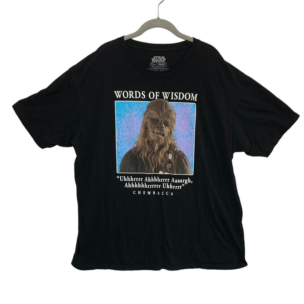 Star Wars Chewbacca Words of Wisdom Graphic T-Shirt Black Men's Sz 2XL Black